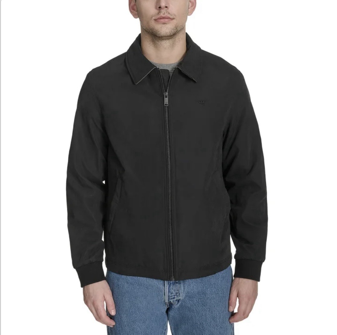 Dockers Bomber Jacket, Black, Men's Medium, Rib Knit Cuffs, Laydown Collar, NEW