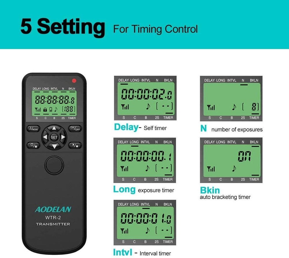 Wireless Intervalometer HDR Remote Control for Nikon D7500 D750 D7200 D6 D5 P950