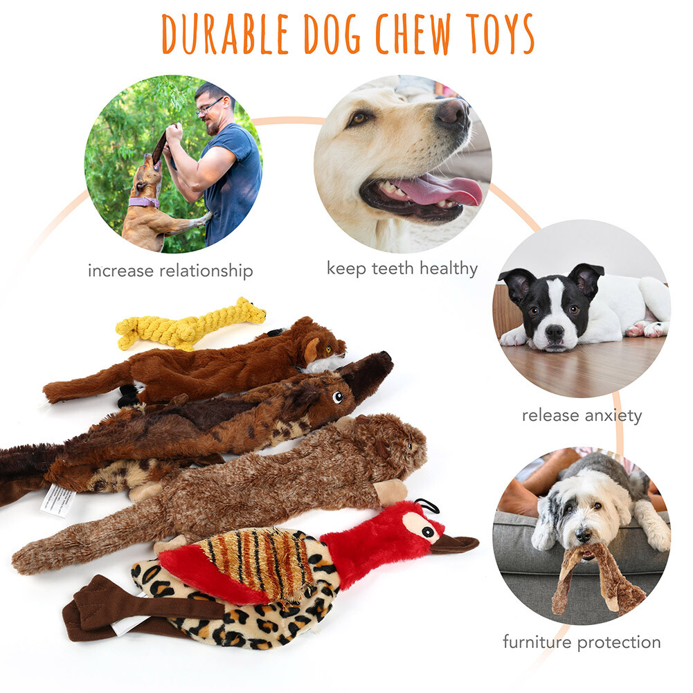 Dog Squeaky Toys 5 Pack Pet Toys Crinkle Dog Toy No Stuffing Animals Plush Chew