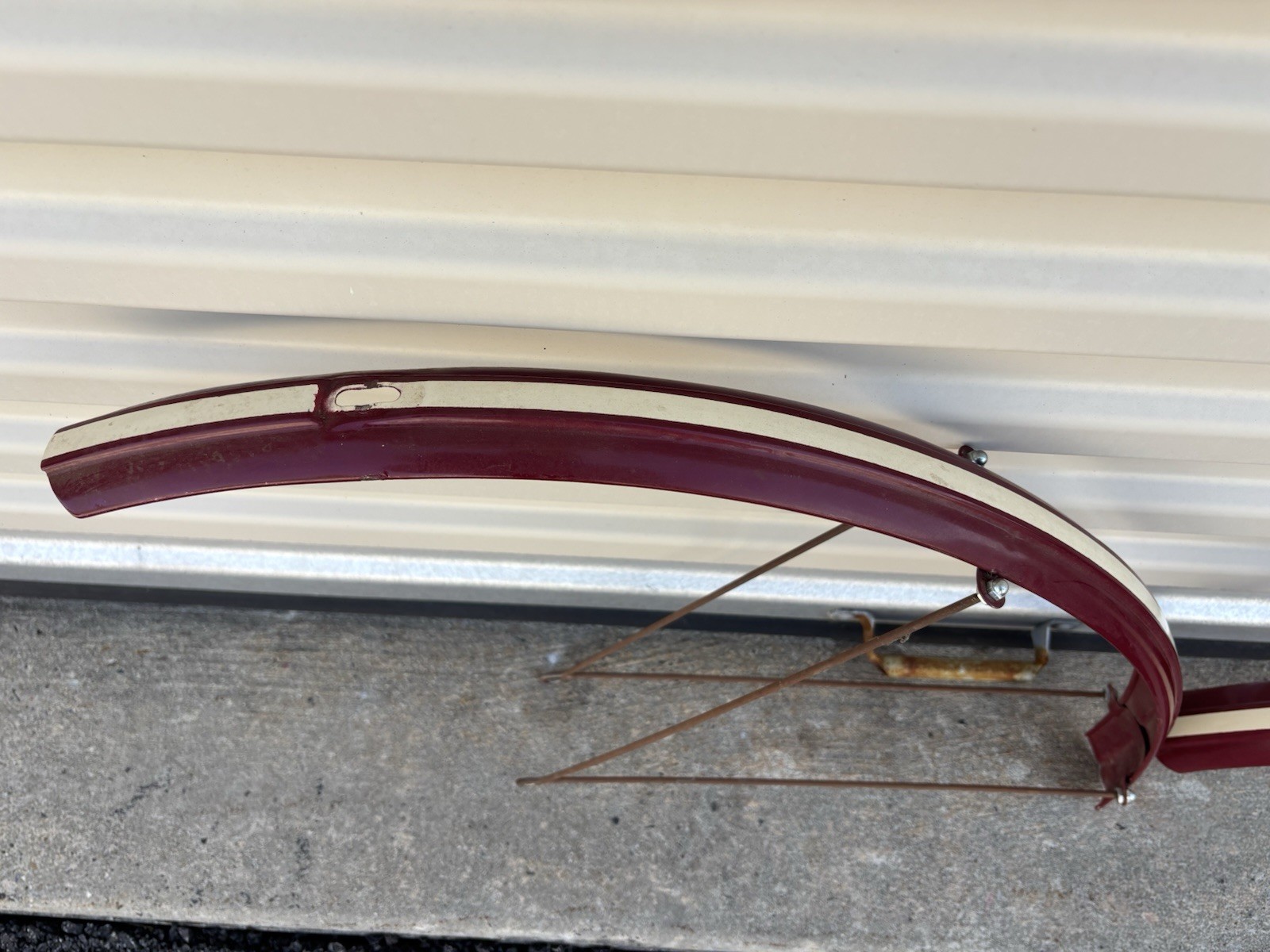 ANTIQUE 1900'S CIRCA 28" REPAINTED MOTORBIKE FRONT AND REAR FENDER SET