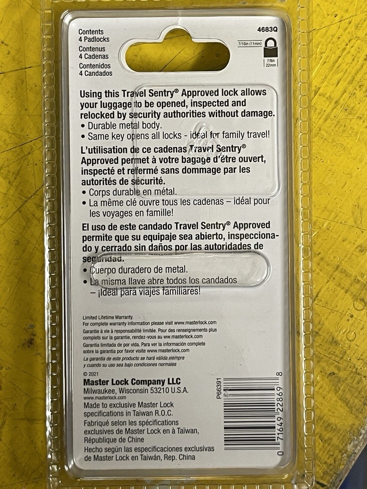 Master Lock 4683Q Keyed TSA approved