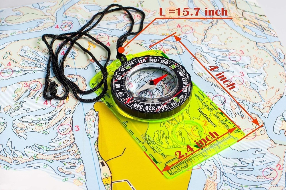 Survival-Oriented Orienteering Compass with Liquid-Filled Needle - 1:24000 Scale