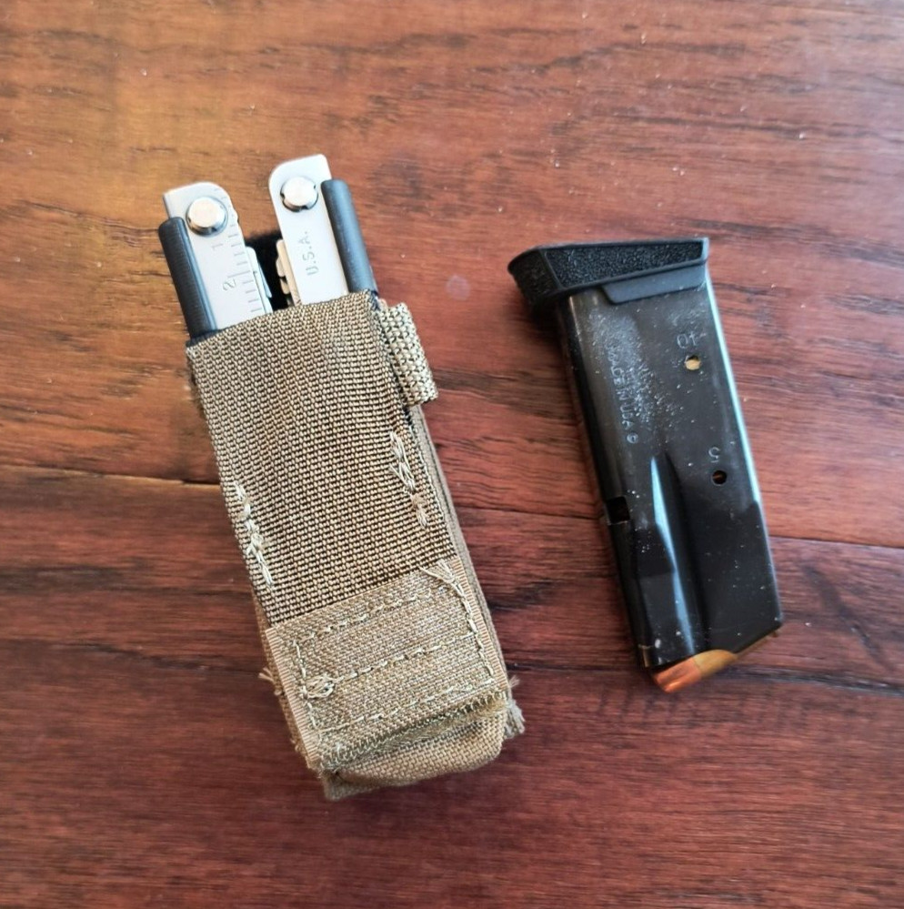 Pouch USMC for 9MM .45 Cal Pistol Mag Clip Ammo FSBE Multi-Tool Coyote Military