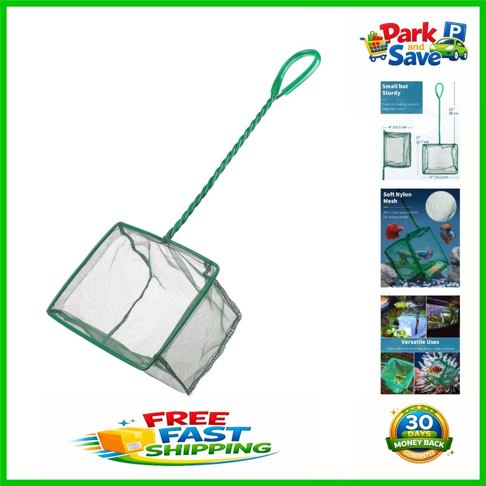 Durable 6-Inch Fish Catching Net with Rust Resistant Handle for Ponds & Tanks