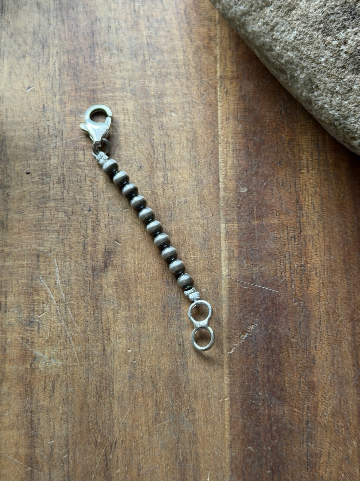 Necklace Chain Extender Sterling Silver Pearls Bead 4mm 2 Inch Lobster Clasp