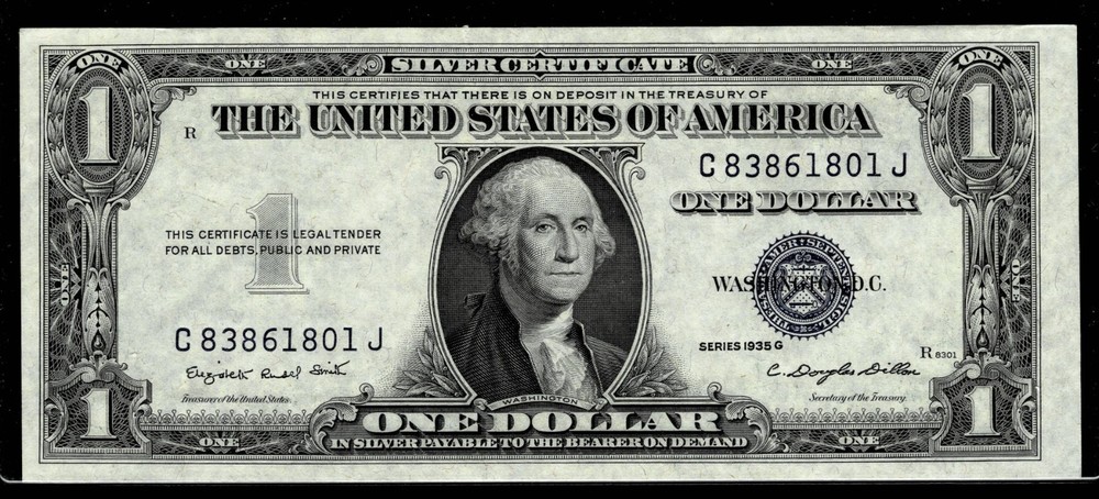 1935-G $1 SILVER CERTIFICATE BANKNOTE~ CRISP  UNCIRCULATED