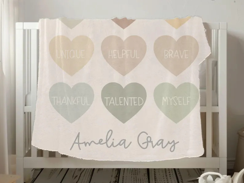 Childs Personalized Affirmation Blanket Custom Name Kids Throw