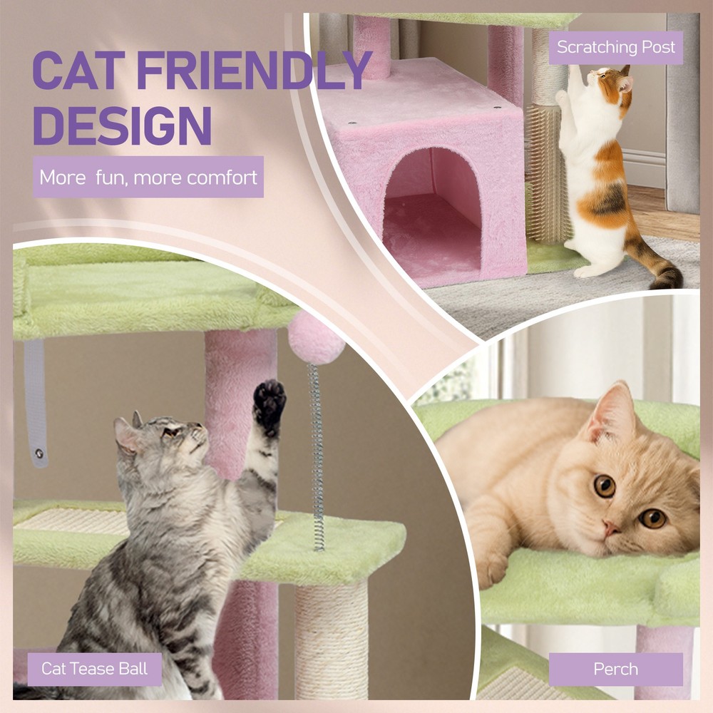 27.5in Cat Tree Multi-level Cat Tower with Cat Scratching Post and Pad