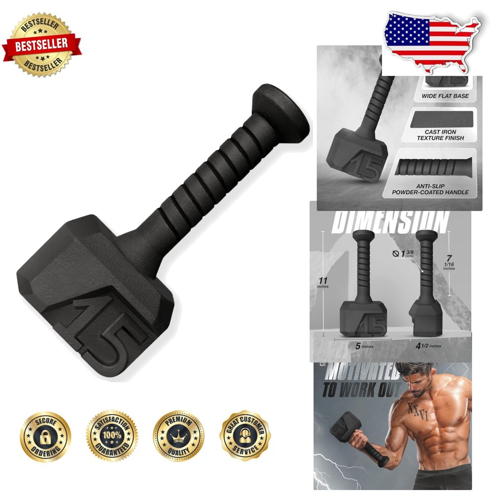 Advanced 15lb Hammer Kettlebell - Solid Cast Iron, Non-Slip Grip,