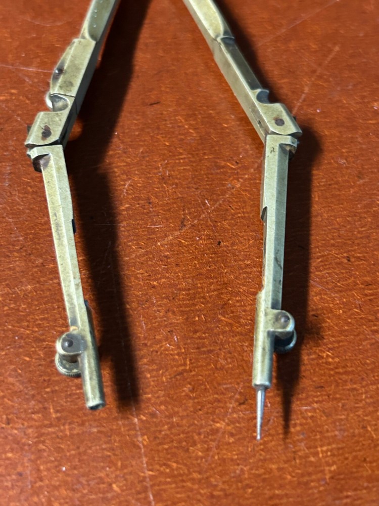 Vintage Drafting Compasses Divider Key Logo Folding