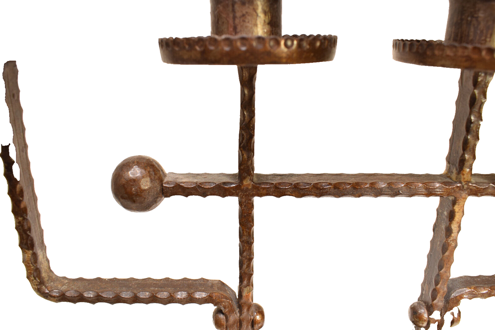 Large Secessionist Wrought Iron Candelabra