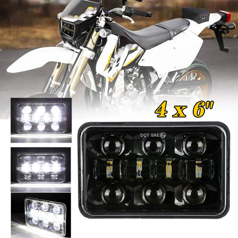 4x6" LED Headlight Rectangular High Low Beam Sealed Beam Lamp for Motorcycle