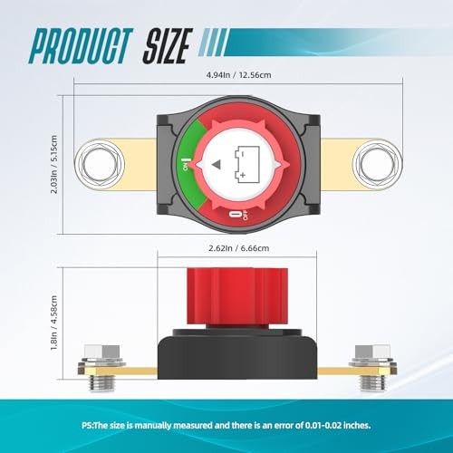 Battery Disconnect Switch, Battery Disconnect Switch On/Off 275A 12V Side Post