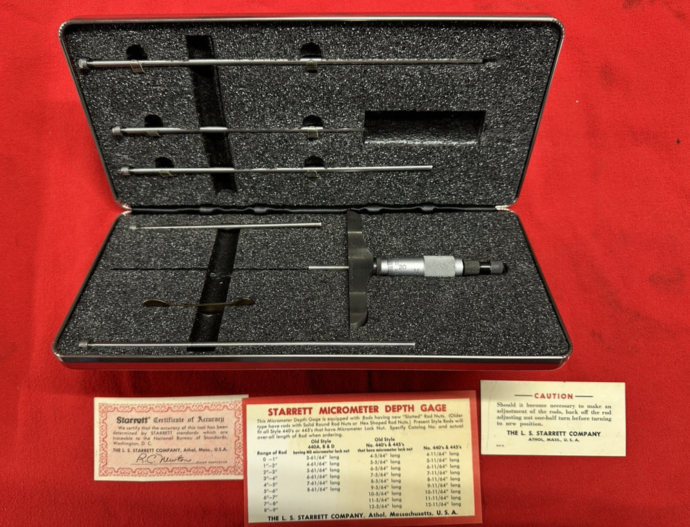 Starrett Depth Micrometer, No.445B-6RL 0”-6” Range *Unused?*