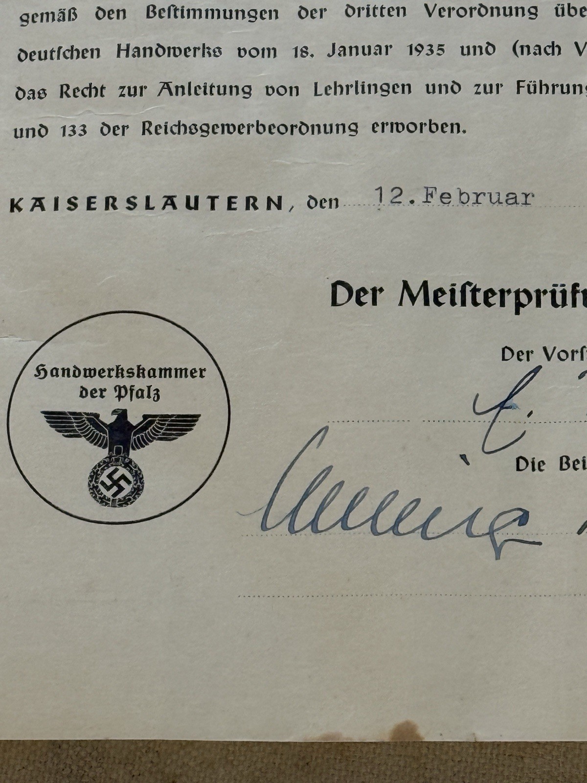 German Tailor Certificate Lot 1934–1941 Munich Meister Sewing Documents