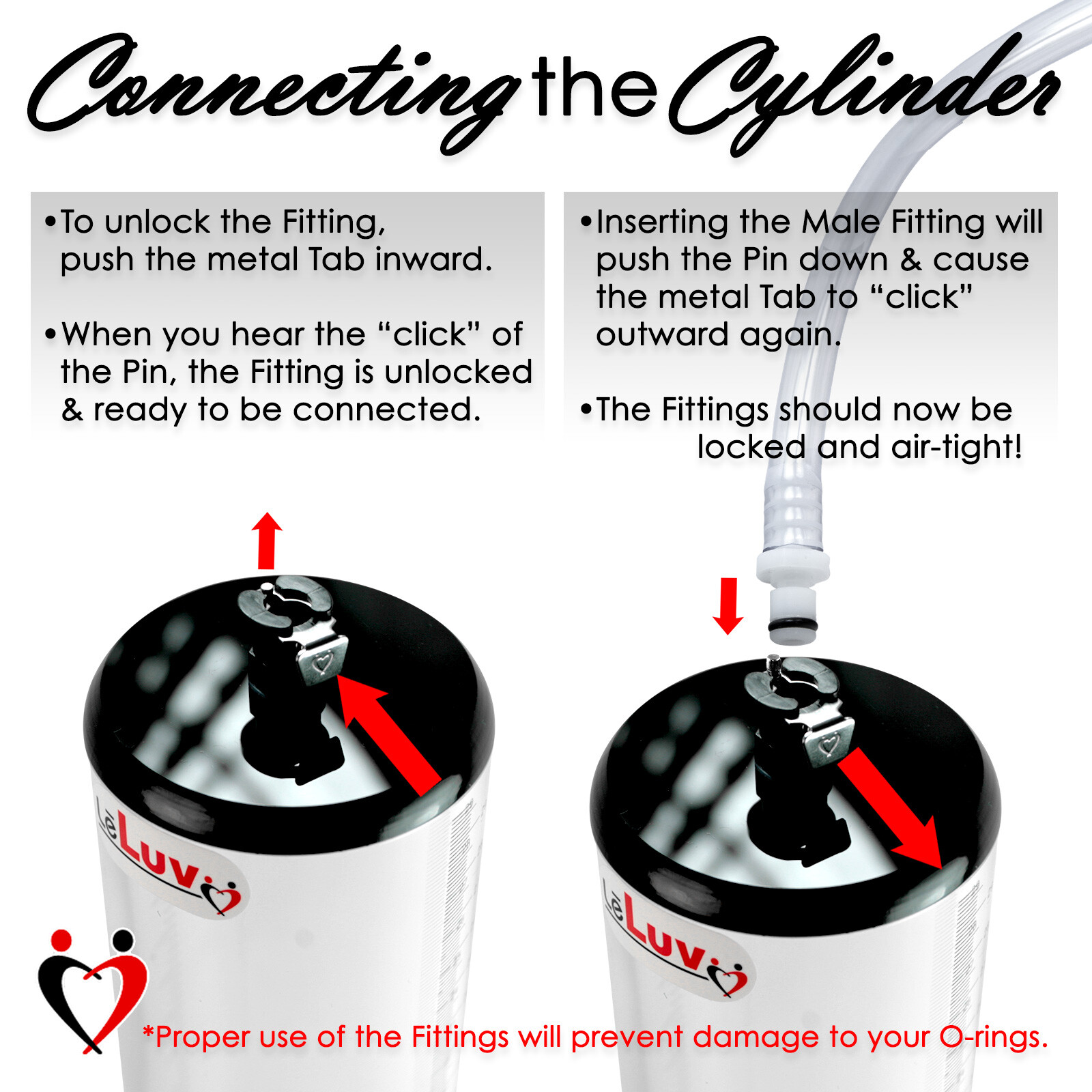 LeLuv EYRO Thick Walled Penis Cylinders No Flange Untapered with Female Fitting