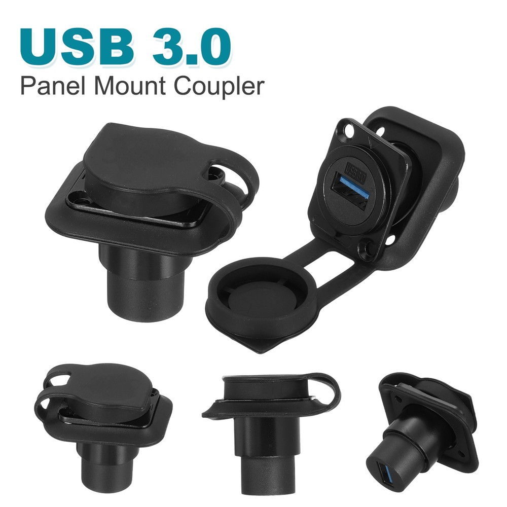 1Pcs USB 3.0 Panel Mount Coupler, D-Type USB Pass Through 5.0Gbps Black