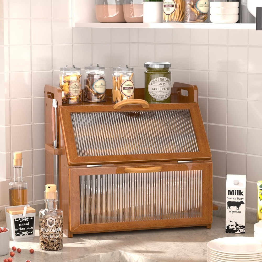 Bread Box for Kitchen Countertop, Large Bread Storage Container for Homemade ...