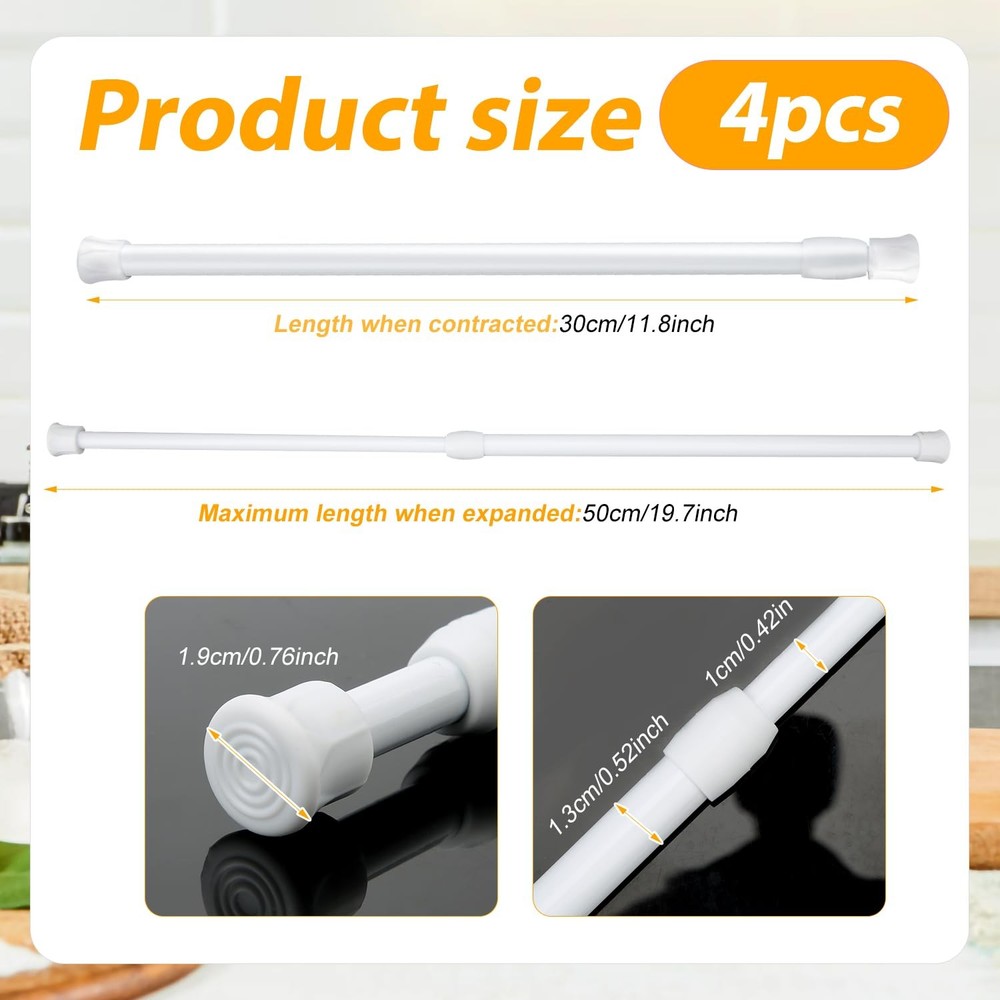 4pcs Adjustable Window Security Bars White 11.8 19.7