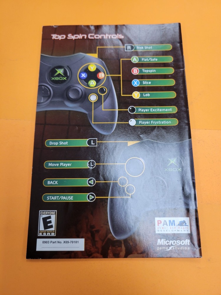 Top Spin Xbox Game Manual