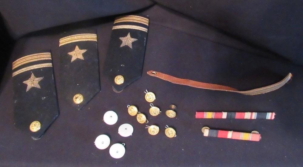 WW II Era Navy Buttons, Pins, 3 Arm Bars