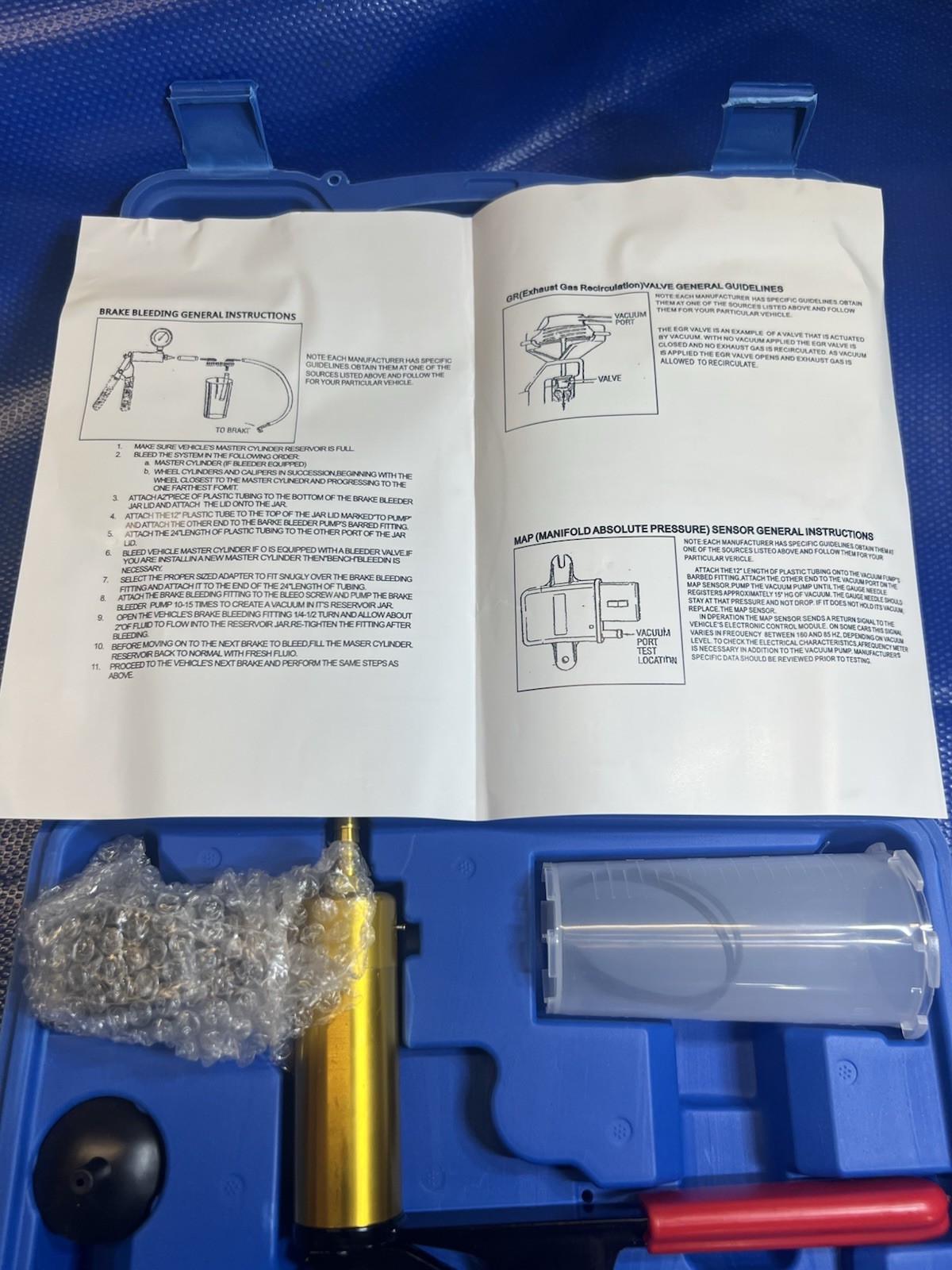 NEW Vacuum Pressure Pump Tester Set Brake Fluid Bleeder Bleeding Kit + Box