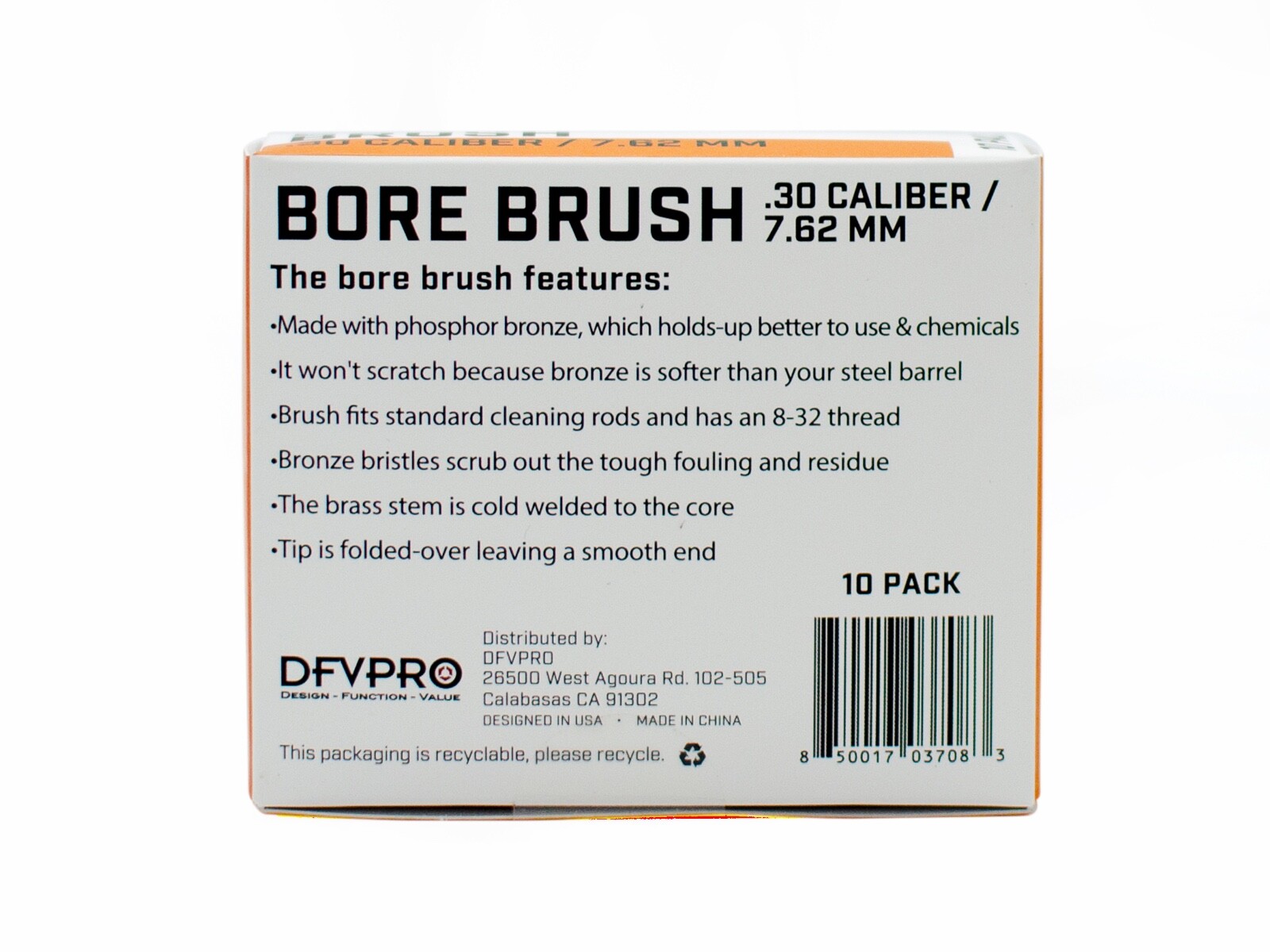 10 Pack- .30 Cal Phosphor Bronze Bore Brushes for Gun Cleaning and Maintenance