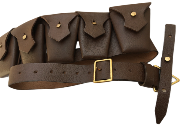 1903 Pattern Leather Five Pocket Bandolier for Jawa Costume (Pebble Leather)