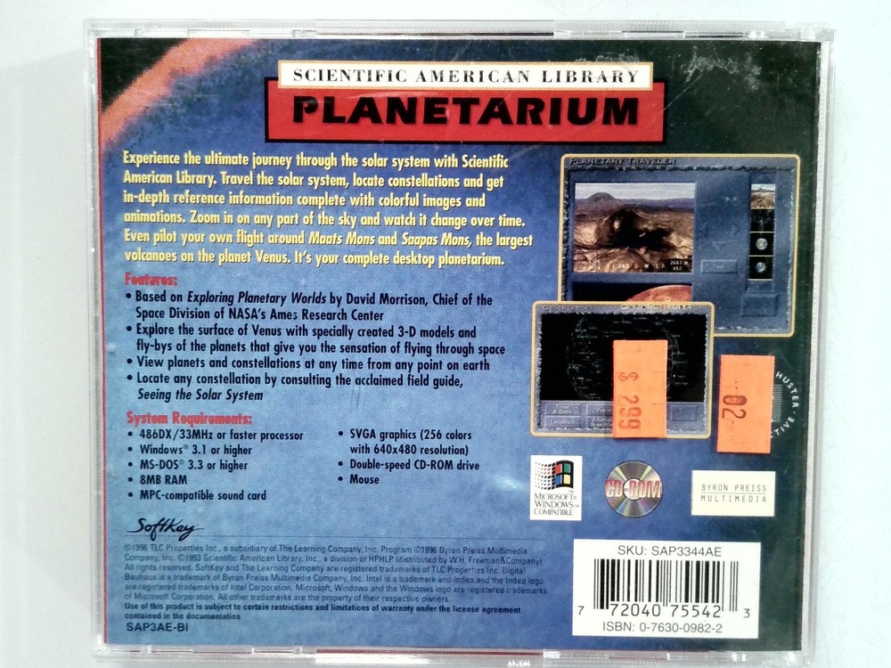 Softkey Scientific American Library PLANETARIUM PC CD-ROM Software Windows 3.1