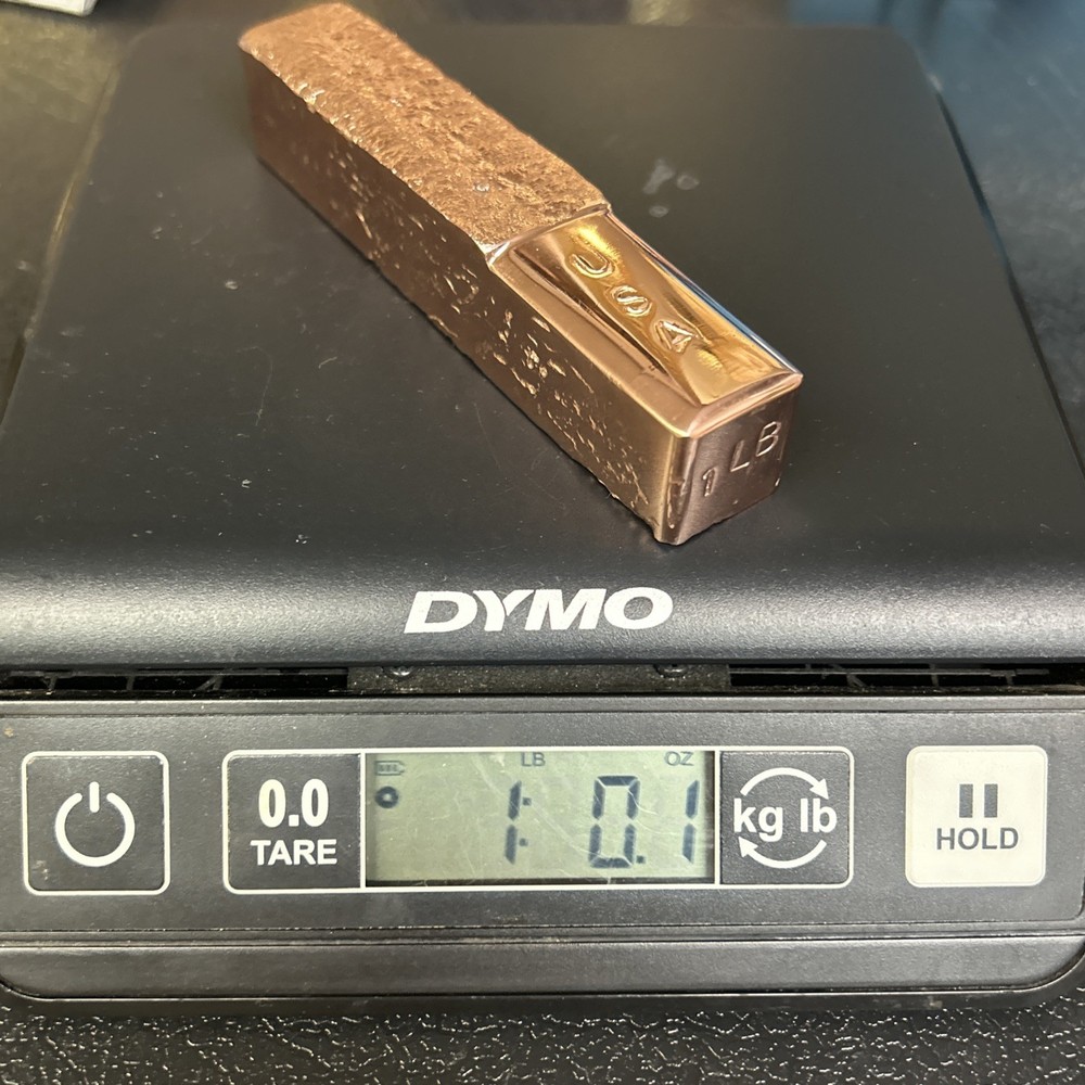 1LB Copper Bar Hand Poured