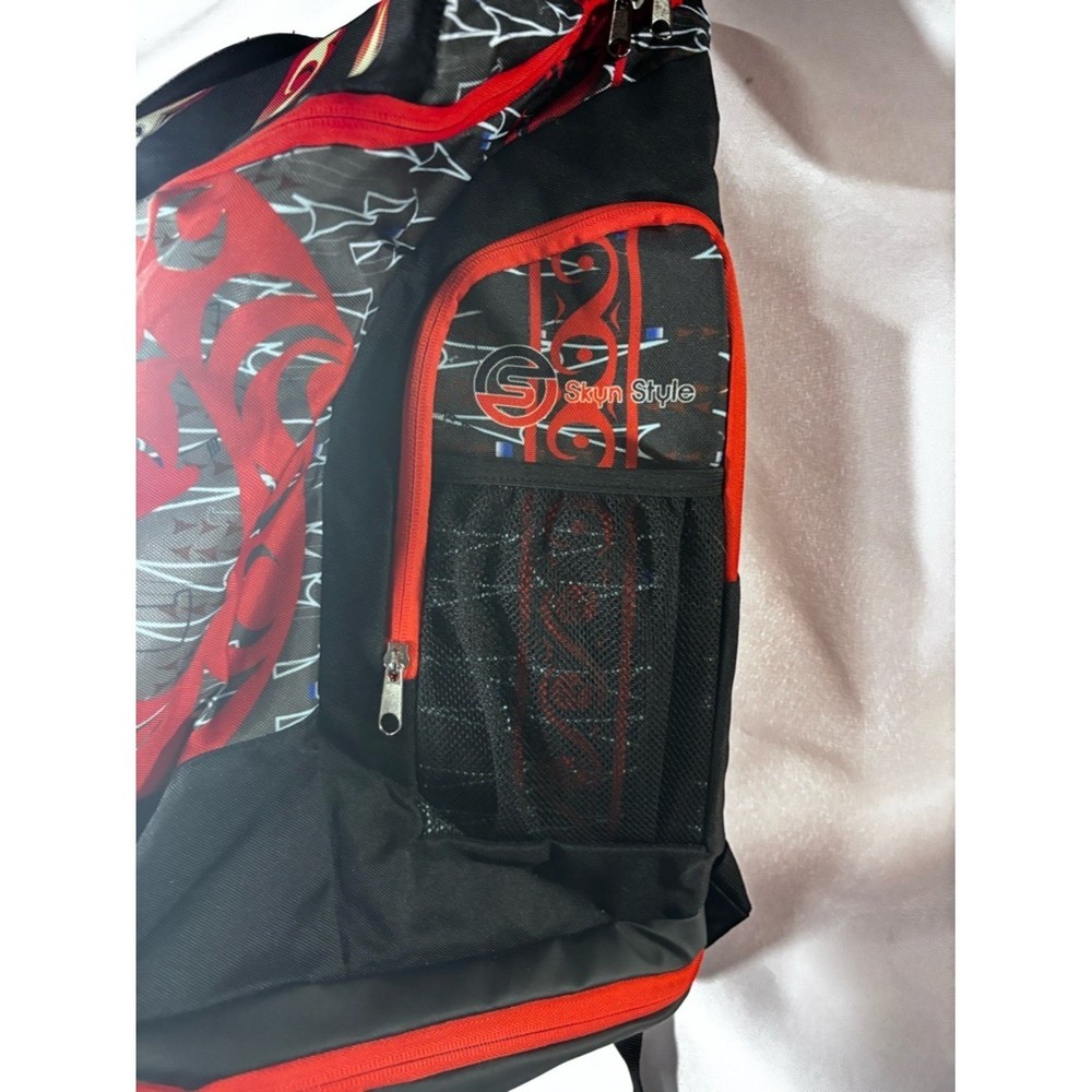 Black and Red Graphic Men's Backpack with Multiple Compartments