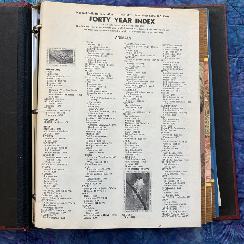 National Wildlife Federation Wildlife Conservation Stamp Album Collection 1976