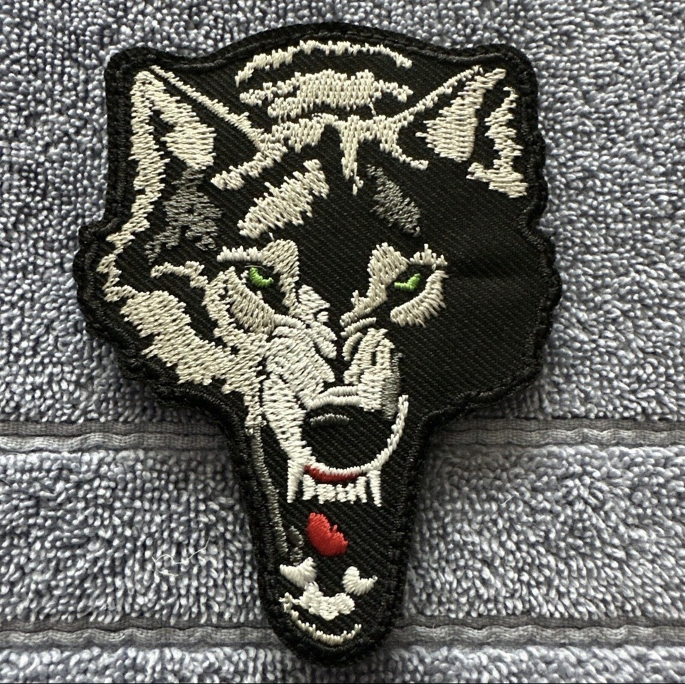 WOLF 2x4 Embroidered Morale Patch Hook Backing Brand New