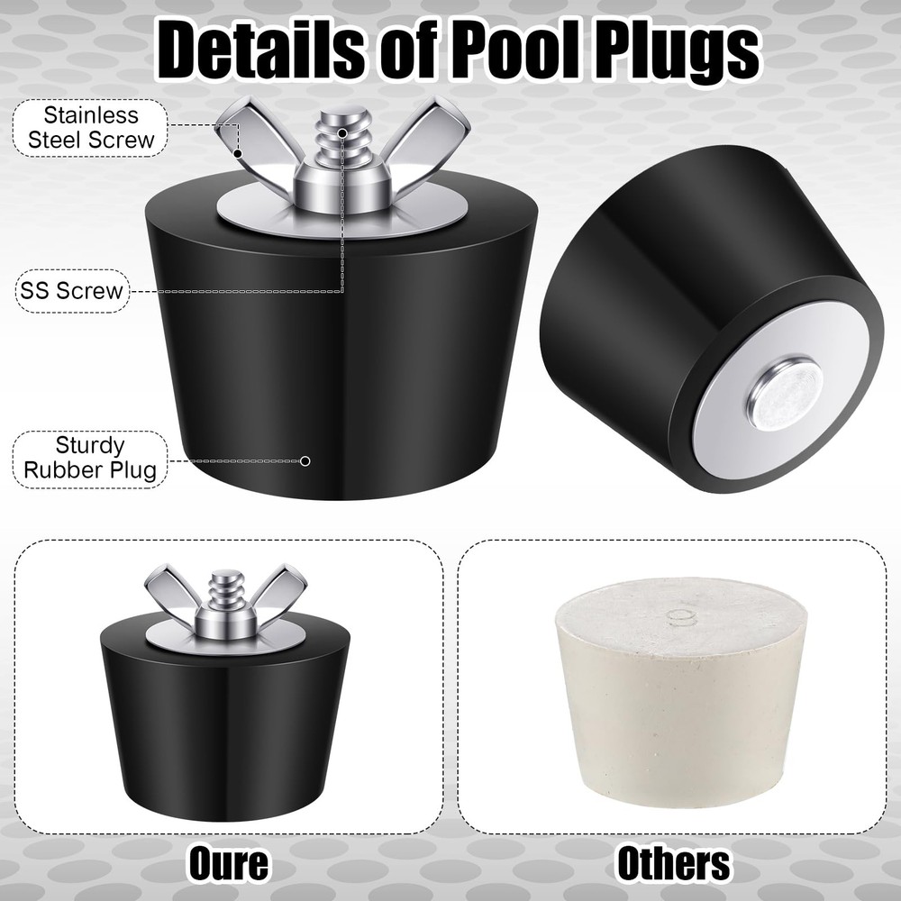 4 Pack 3 Size Pool Plugs Pool Skimmer Plug, Pool Winterizing Plug Pool Plugs ...