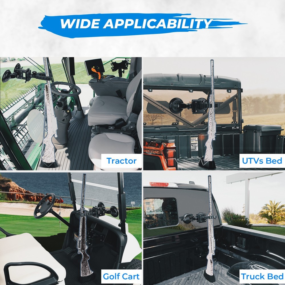 Adjustable Gun Mount with Enclosed Suction Cup for Tractor Cab UTV Windshield