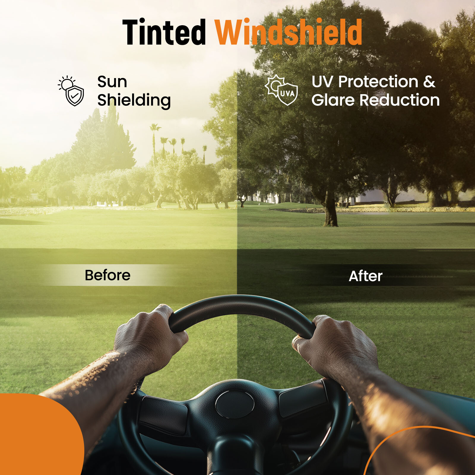 Front Tinted Windshield Windscreen for Yamaha G14 G16 G19 Golf Cart 95-03 PC 4MM