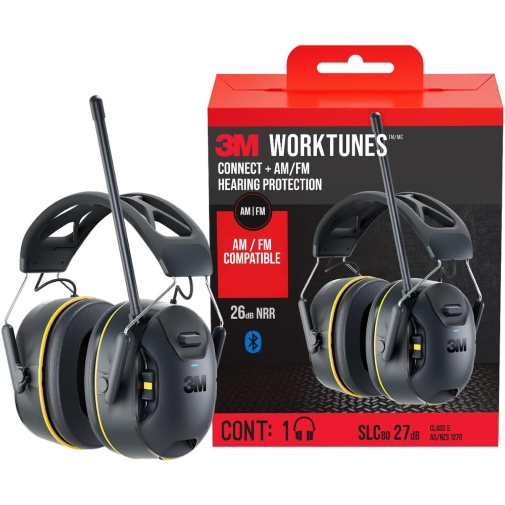 3M WorkTunes Connect AM/FM Wireless Hearing Protector with Bluetooth Technology