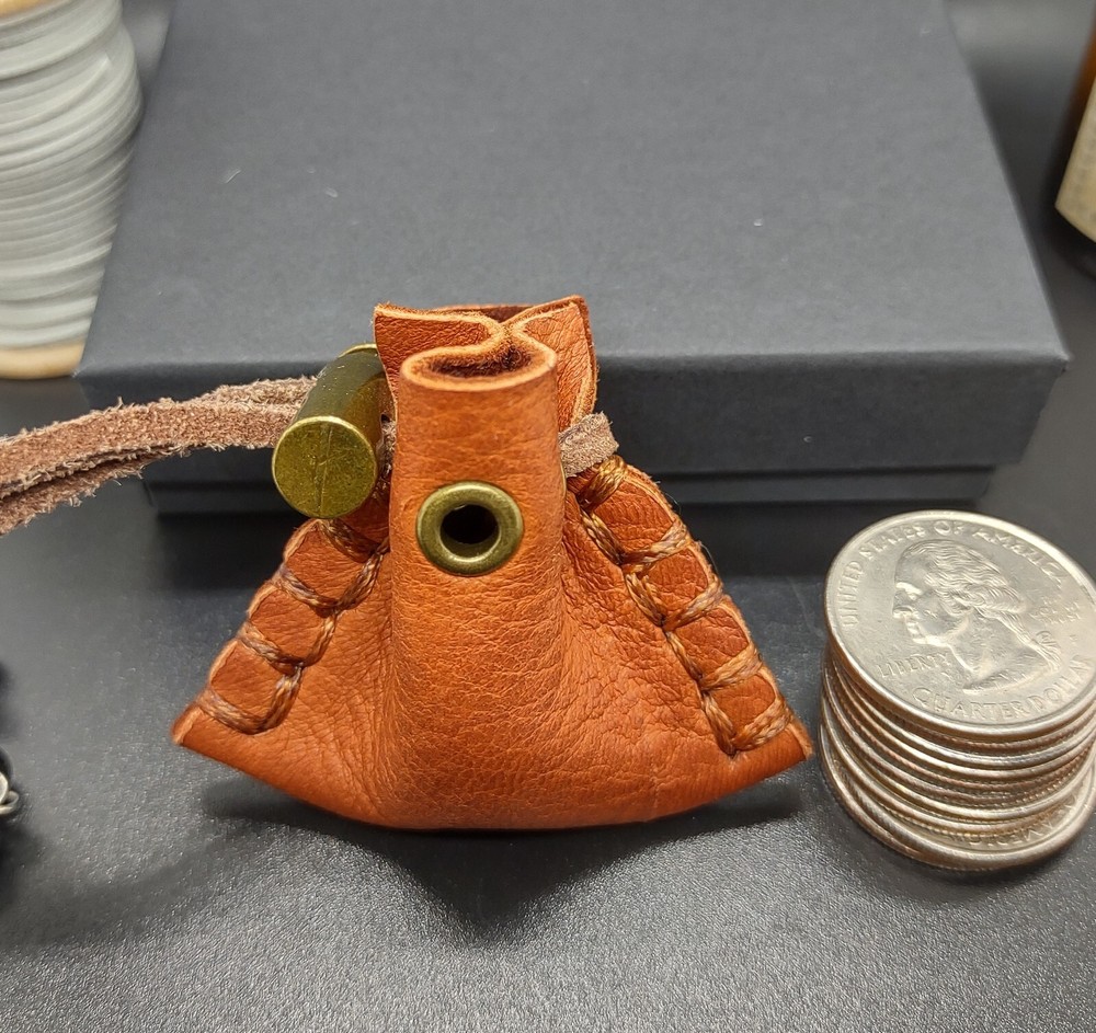 TINY Deerskin Leather Drawstring Pouch for rings, earrings, coins.