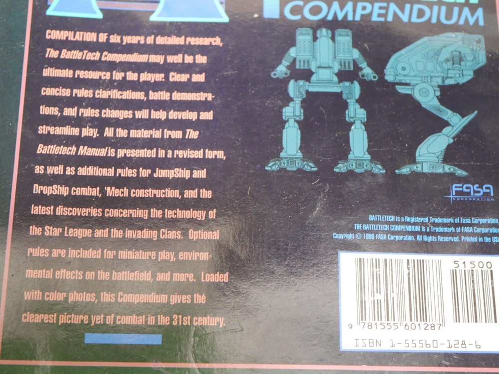 FSA 1990 BatlleTech - #1640 Compendium with DATA sheet