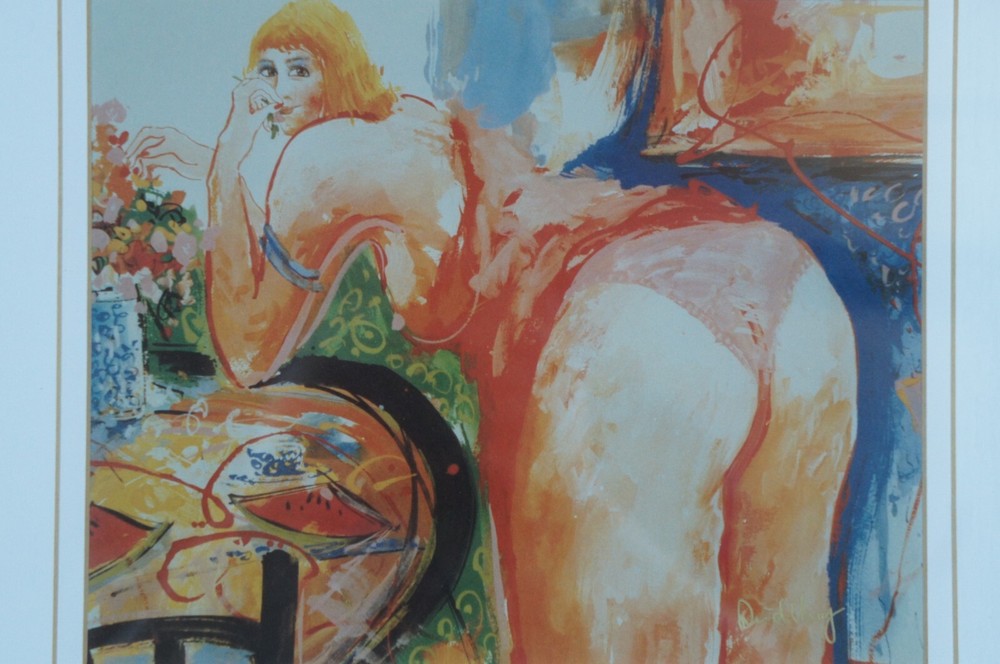 Vintage Expressionist Promiscuous Signed Print & Drawing Sketch 22"
