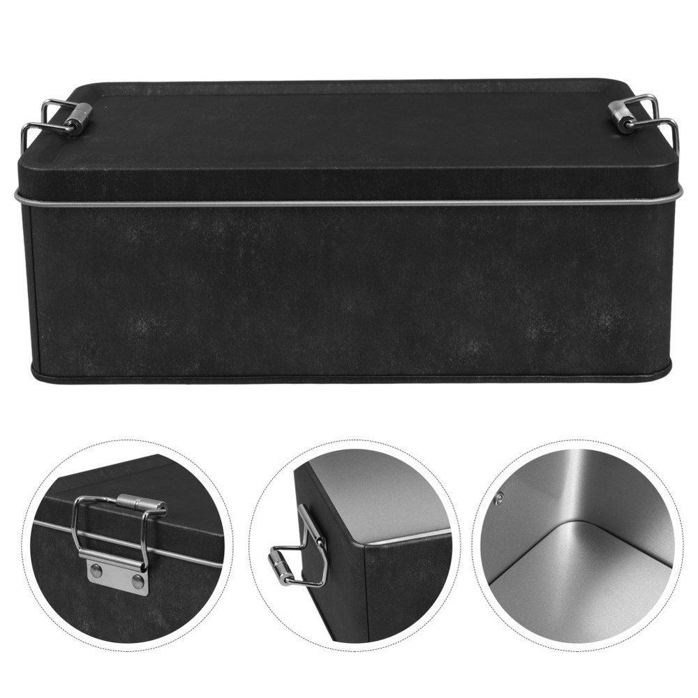 Iron Tin Container Tin Storage Can Counter Decoration Rectangular Metal Box