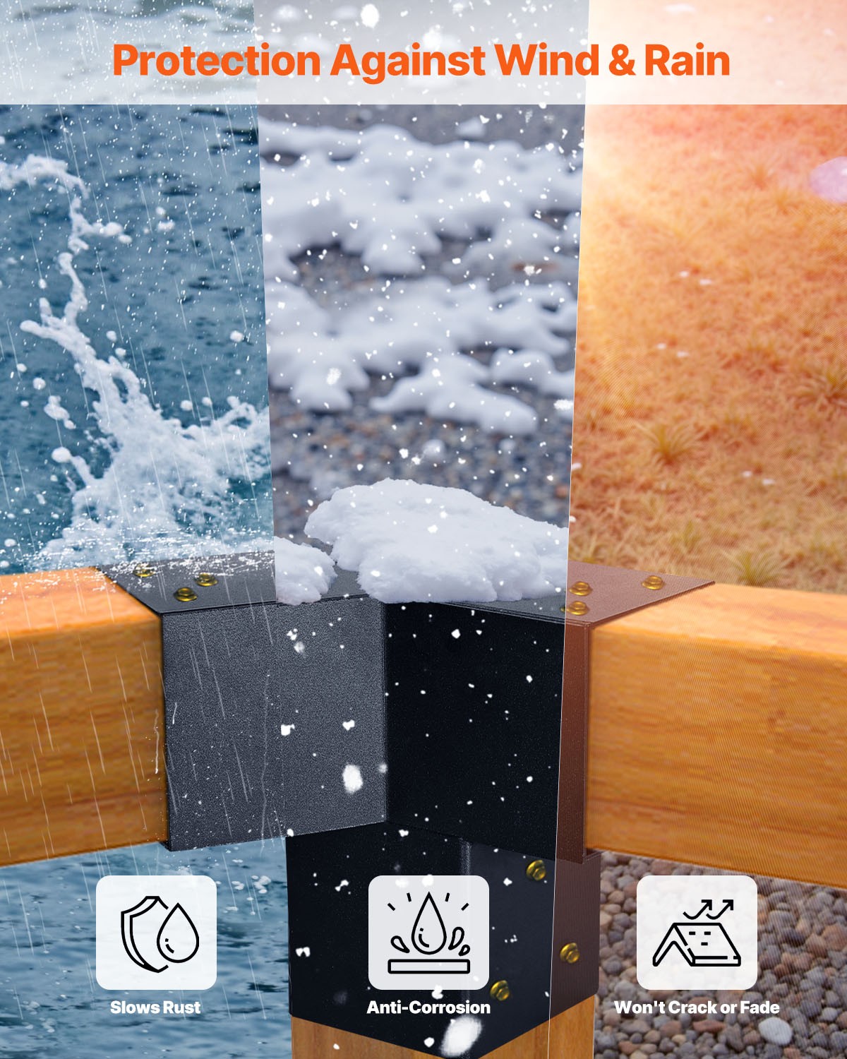 VEVOR 4x4" Pergola Bracket Kit Inner 3.5x3.5 3- and 4-Way Brackets for Gazebo