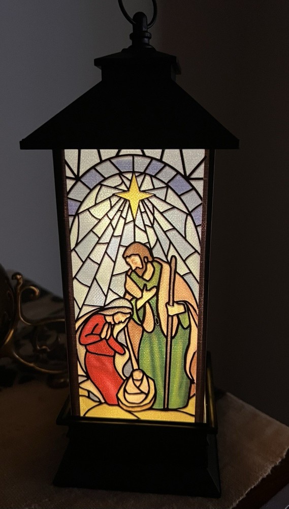 Stained Glass Nativity Lantern