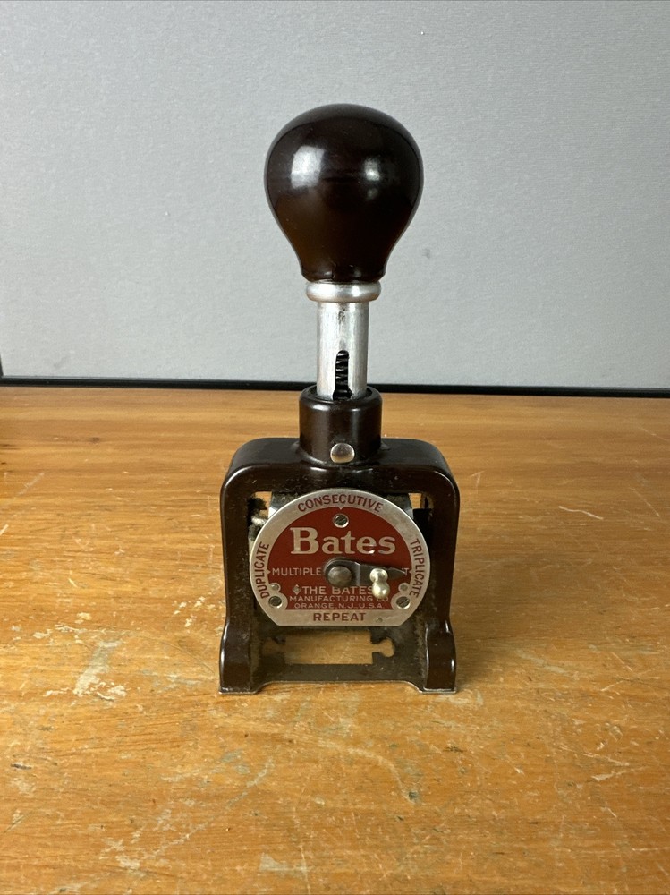 Vintage Bates Numbering Machine 6 Wheels Style E automatic Numerical Stamper