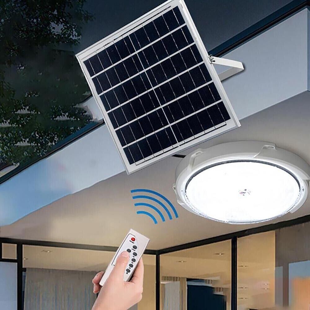 LED Ceiling Light Solar Panel Rechargeable Lamp 60w White Light Outdoor