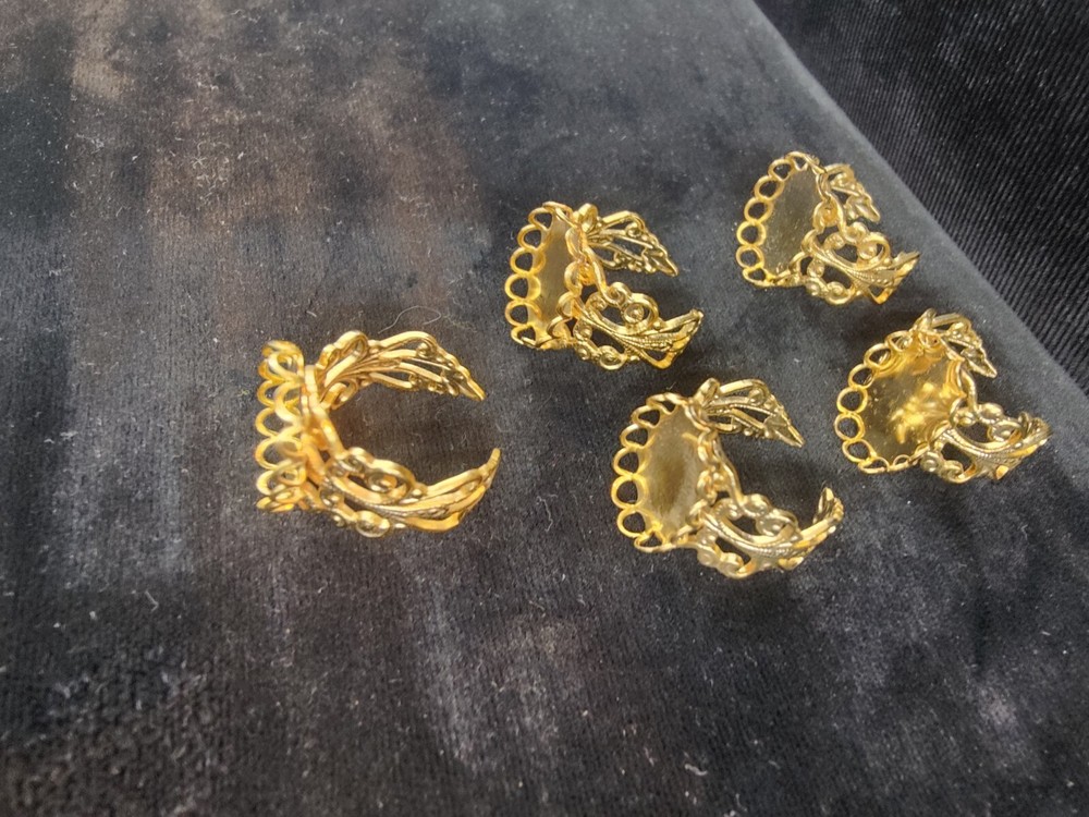 5pcs 13x18mm Cabochon Ring Settings Gold Plated
