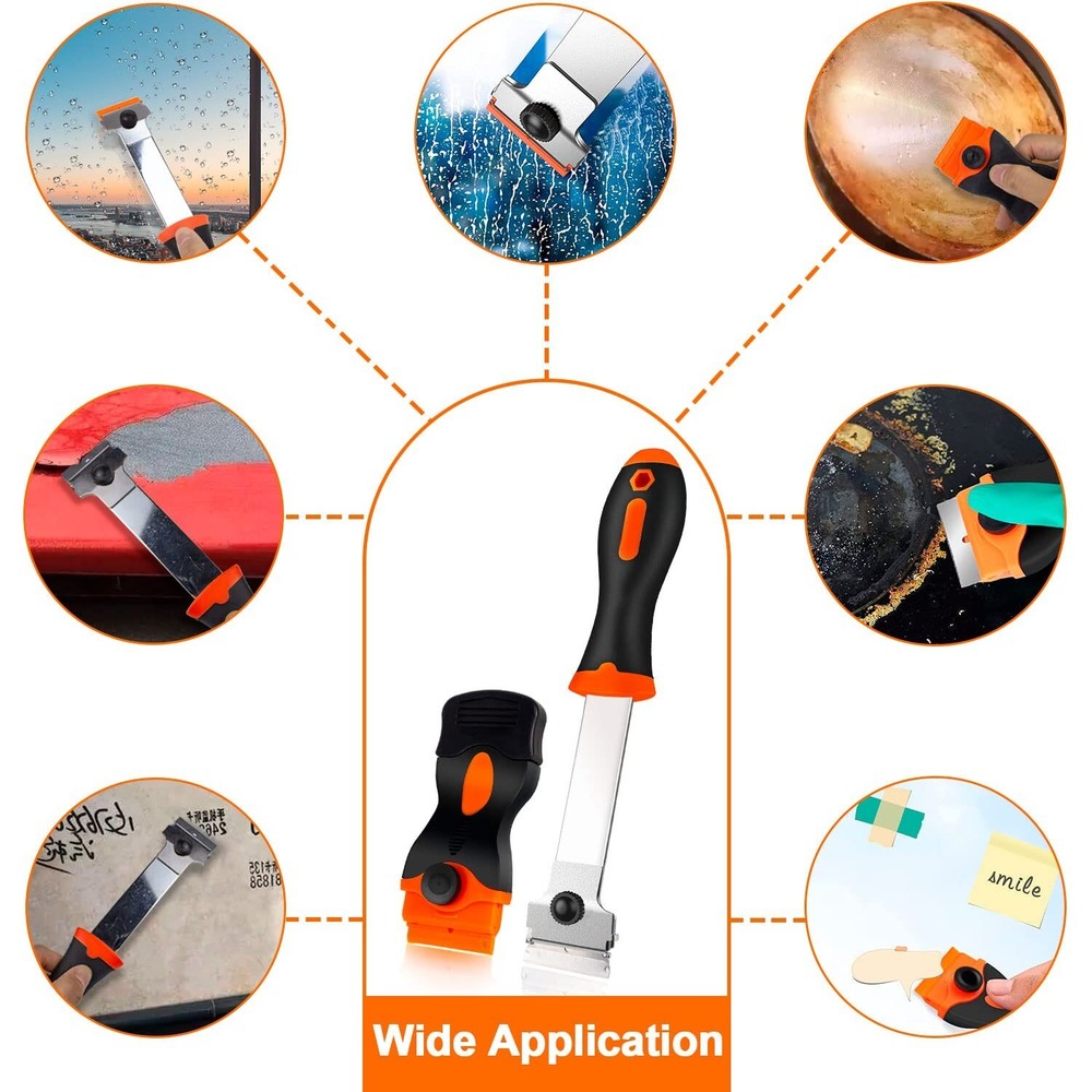 Multi-Purpose Razor Blade Scraper Set,Min Scraper,Heavy Duty Long H... Fast Ship