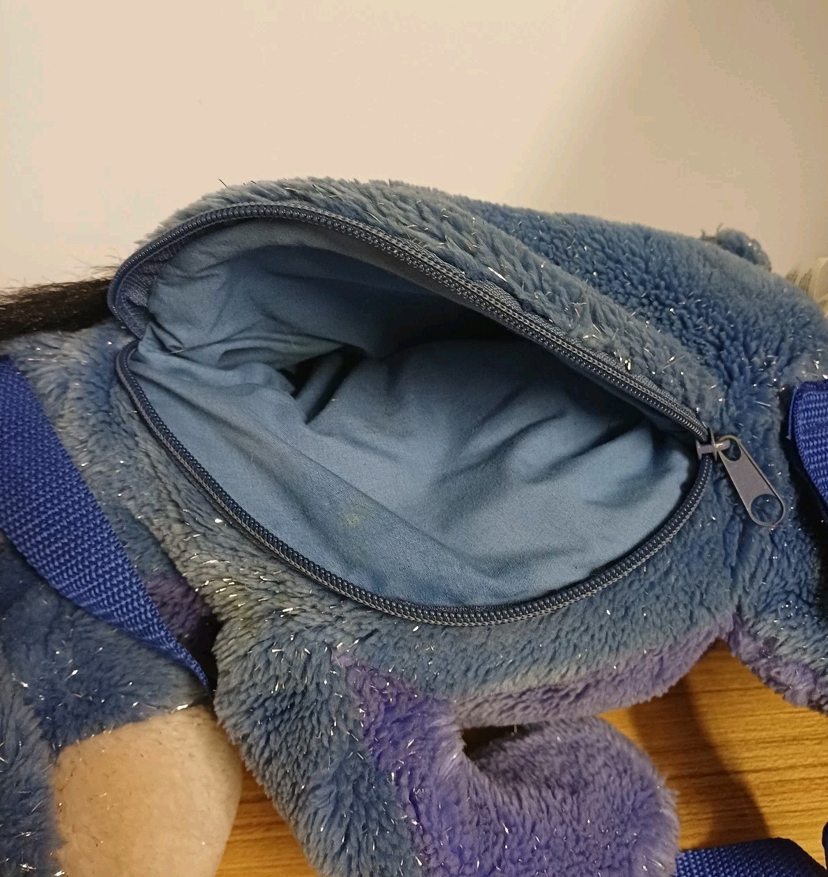 Disney Store Eeyore Sparkly Plush Backpack Adjustable Blue Straps Bag Cuddly