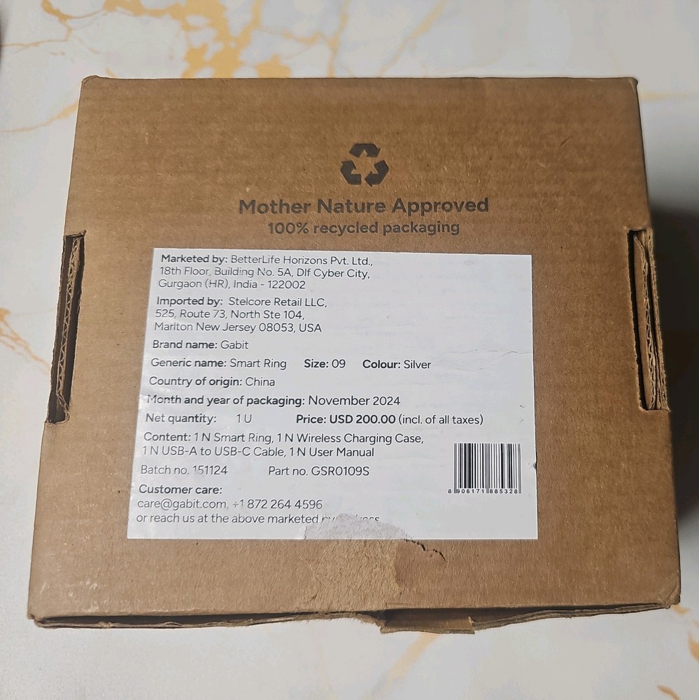 Gabit Smart Ring Size 9 Silver