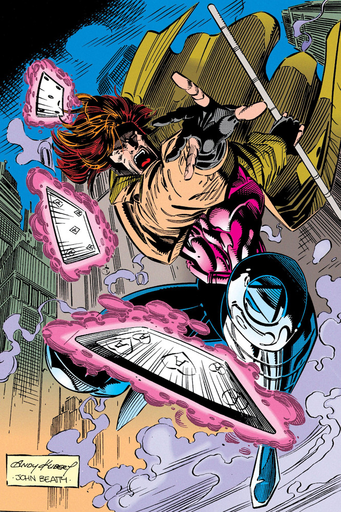 Gambit Card Throw Attack X-Men Poster